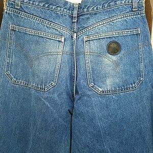 Vintage Moschino Peace Sign Button Fly Medium Denim Jeans Mens 36